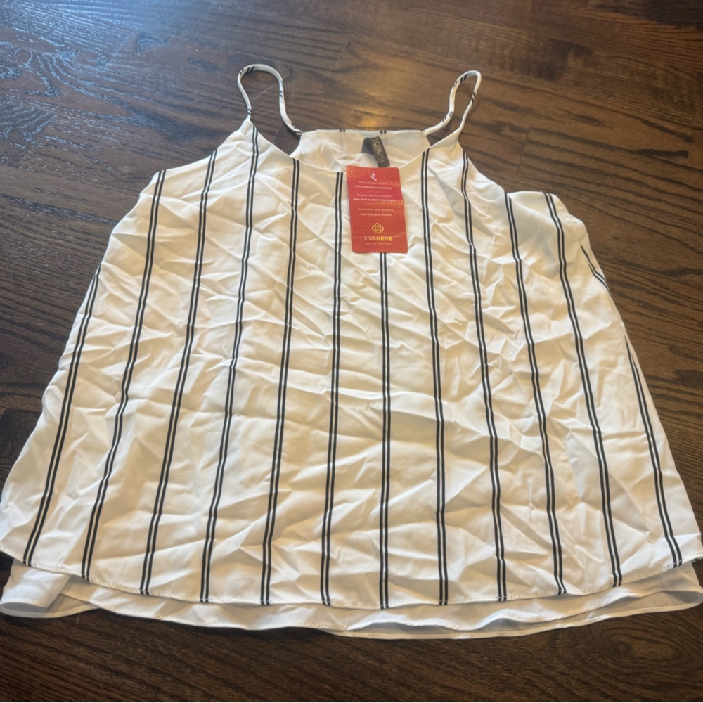 Allison Joy White and Black Striped sleeveless Blouse